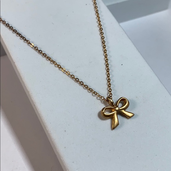 DOGEARED BOW PENDANT NECKLACE!! - Picture 1 of 7